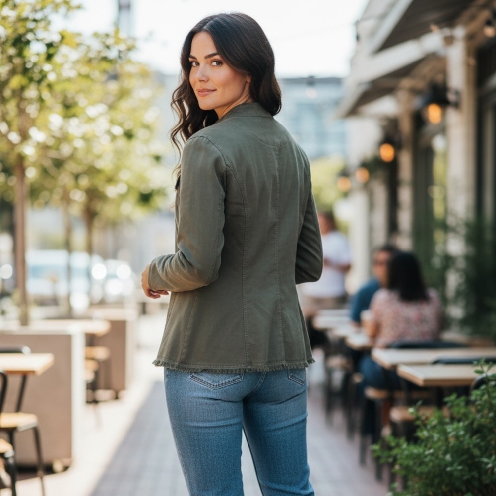 Dark Green Women's Jacket - Picture 5 of 7